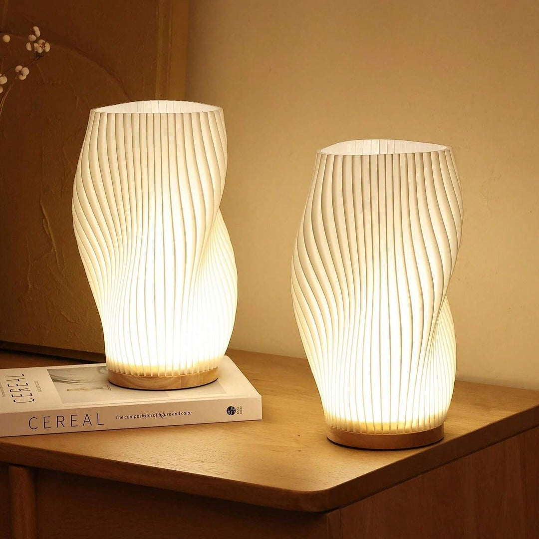 Lampa Stołowa z Eleganckim Wzorem Fali z Zasilaniem USB | WaveGlow