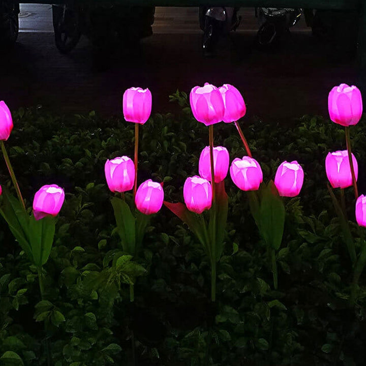 Słoneczna Lampa Tulipanowa do Ogrodu LED Lampa Kwiatowa na Ziemi
