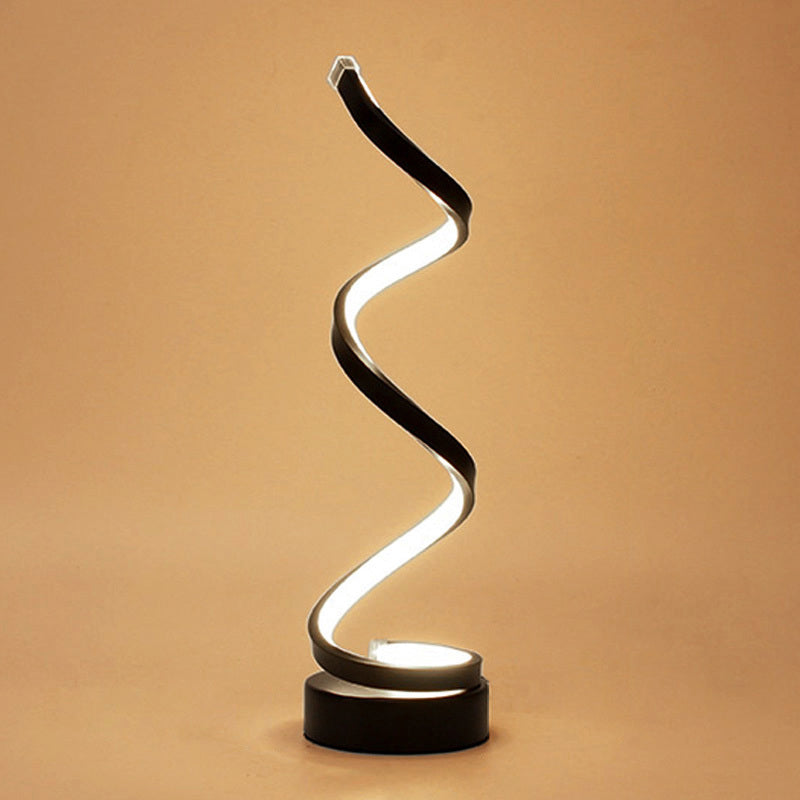 Lampa stołowa Spiral Ribbon Metal Simplicity Czarna/Biała/Złota LED Praca z Okrągłą Bazą w Ciepłym/Białym Świetle