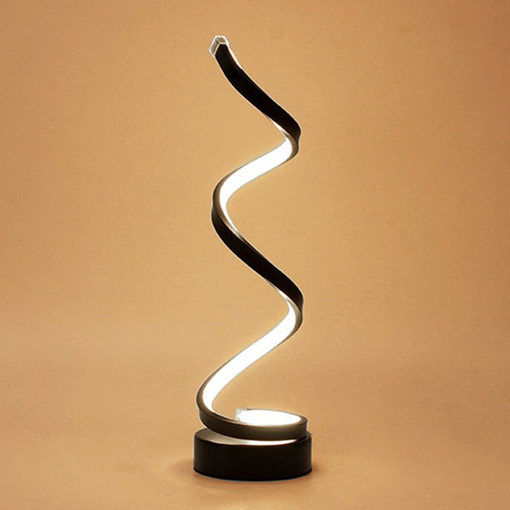 Lampa stołowa Spiral Ribbon Metal Simplicity Czarna/Biała/Złota LED Praca z Okrągłą Bazą w Ciepłym/Białym Świetle