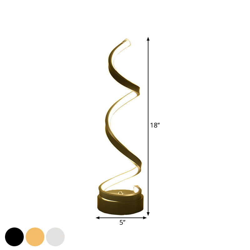 Lampa stołowa Spiral Ribbon Metal Simplicity Czarna/Biała/Złota LED Praca z Okrągłą Bazą w Ciepłym/Białym Świetle