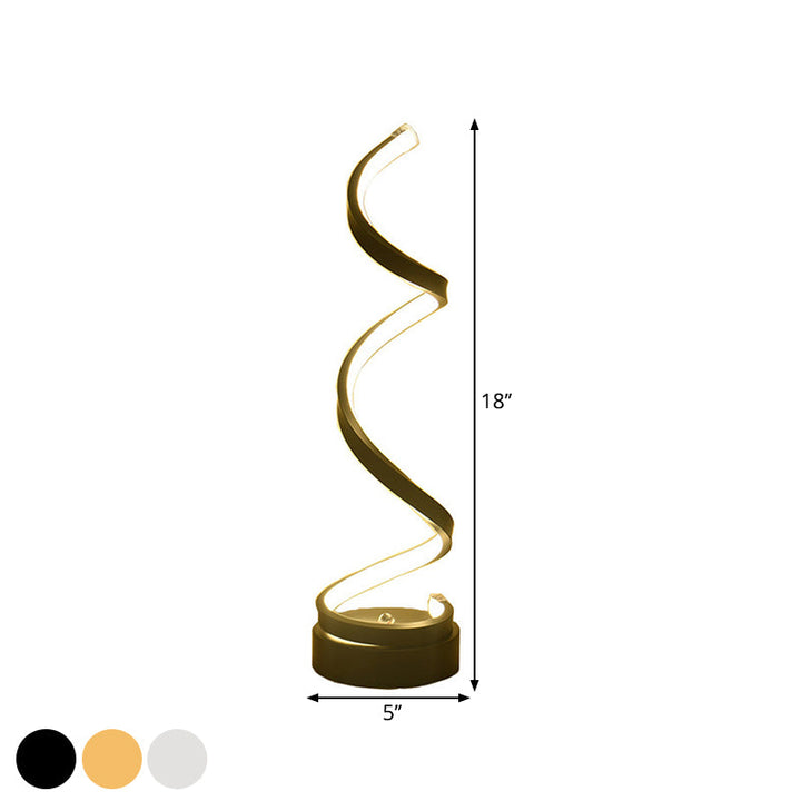 Lampa stołowa Spiral Ribbon Metal Simplicity Czarna/Biała/Złota LED Praca z Okrągłą Bazą w Ciepłym/Białym Świetle