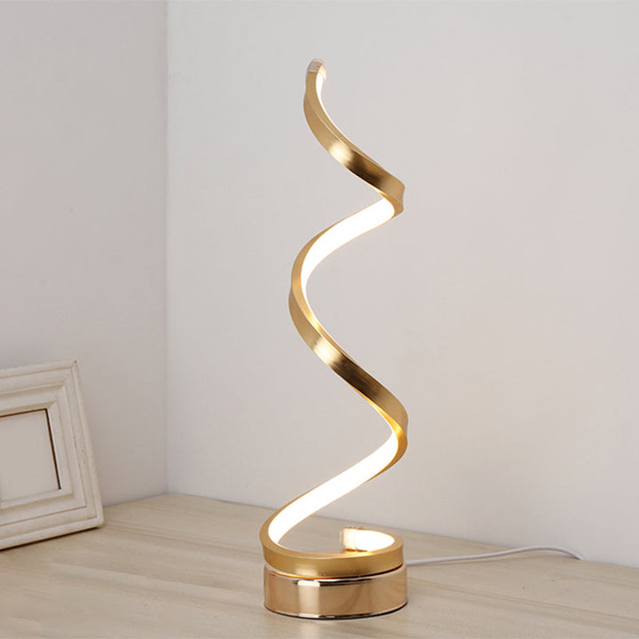 Lampa stołowa Spiral Ribbon Metal Simplicity Czarna/Biała/Złota LED Praca z Okrągłą Bazą w Ciepłym/Białym Świetle