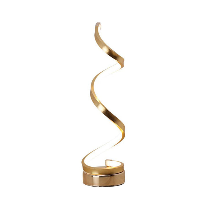 Lampa stołowa Spiral Ribbon Metal Simplicity Czarna/Biała/Złota LED Praca z Okrągłą Bazą w Ciepłym/Białym Świetle