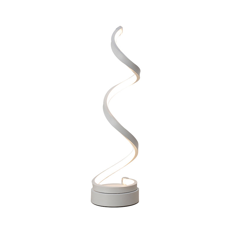 Lampa stołowa Spiral Ribbon Metal Simplicity Czarna/Biała/Złota LED Praca z Okrągłą Bazą w Ciepłym/Białym Świetle