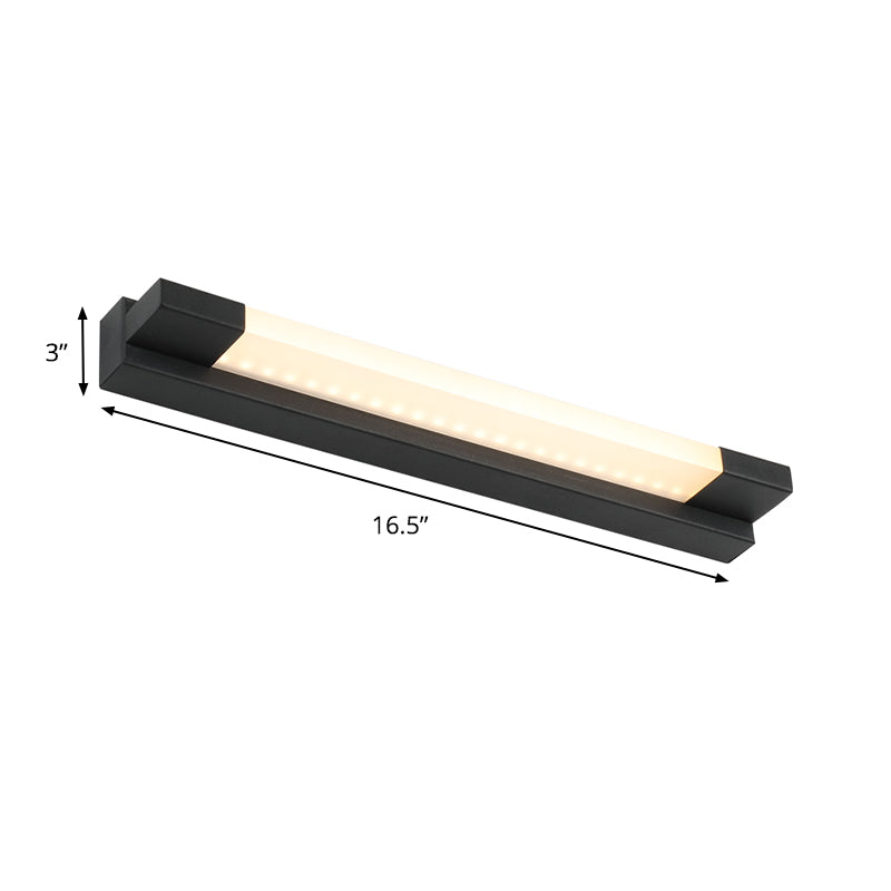 Prosty Prosty Lustrzany Lampa Ścienna LED w Łazience w Czarnym Kolorze, Ciepłe/Białe Światło