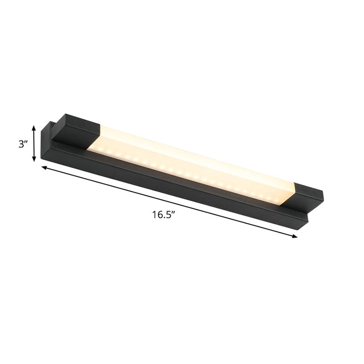 Prosty Prosty Lustrzany Lampa Ścienna LED w Łazience w Czarnym Kolorze, Ciepłe/Białe Światło