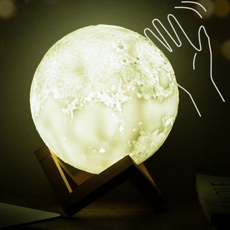 Kreatywna Mini Lampa Stołowa LED w Kształcie Księżyca 3D z Funkcją Ładowania