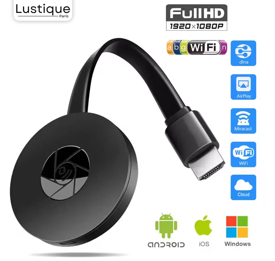 Bezprzewodowy adapter HDMI | MediaLink 1080P WiFi Mirroring dla Android, iOS, Windows i Mac