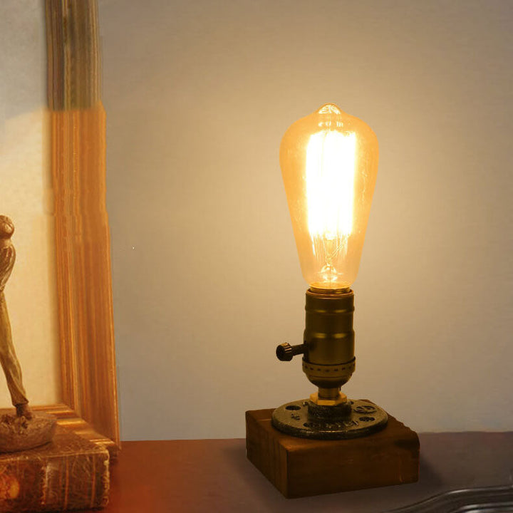 Vintage Industrial Iron Light Bulb 1-Light Table Lamp