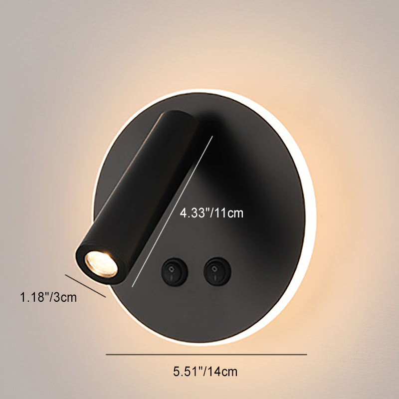 Nowoczesna Minimalistyczna Prostokątna Okrągła Lampa Ścienna LED ze Stali i Aluminium do Sypialni