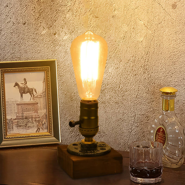 Vintage Industrial Iron Light Bulb 1-Light Table Lamp