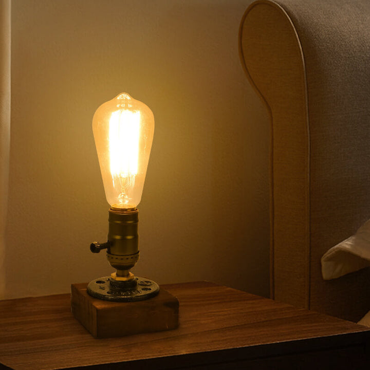 Vintage Industrial Iron Light Bulb 1-Light Table Lamp