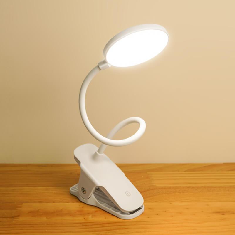 Prosta lampa biurkowa LED z klipsem, ładowana, Ochrona oczu, Nocna lampka
