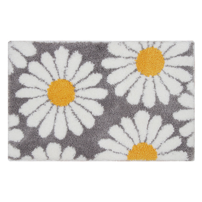 Dywanik łazienkowy Feblilac Sweet Daisy, fioletowy kwiat