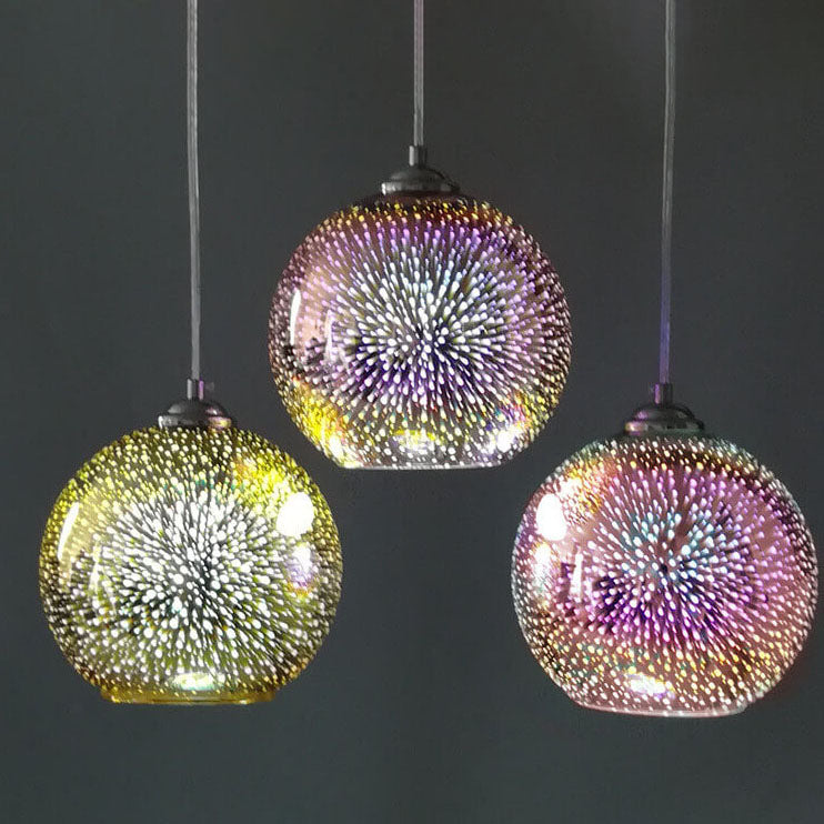 Nowoczesna kreatywna 3D kolorowa szklana lampa wisząca z jedną żarówką w kształcie kopuły