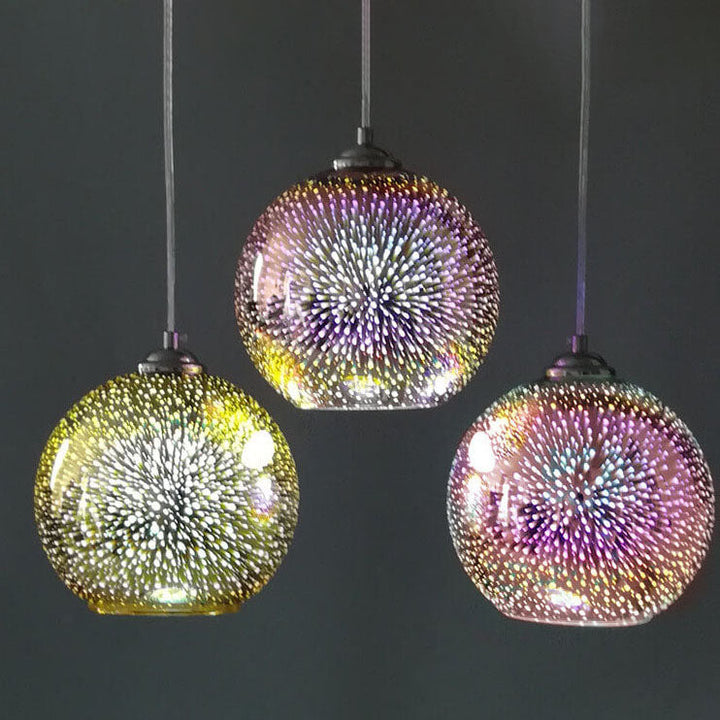 Nowoczesna kreatywna 3D kolorowa szklana lampa wisząca z jedną żarówką w kształcie kopuły