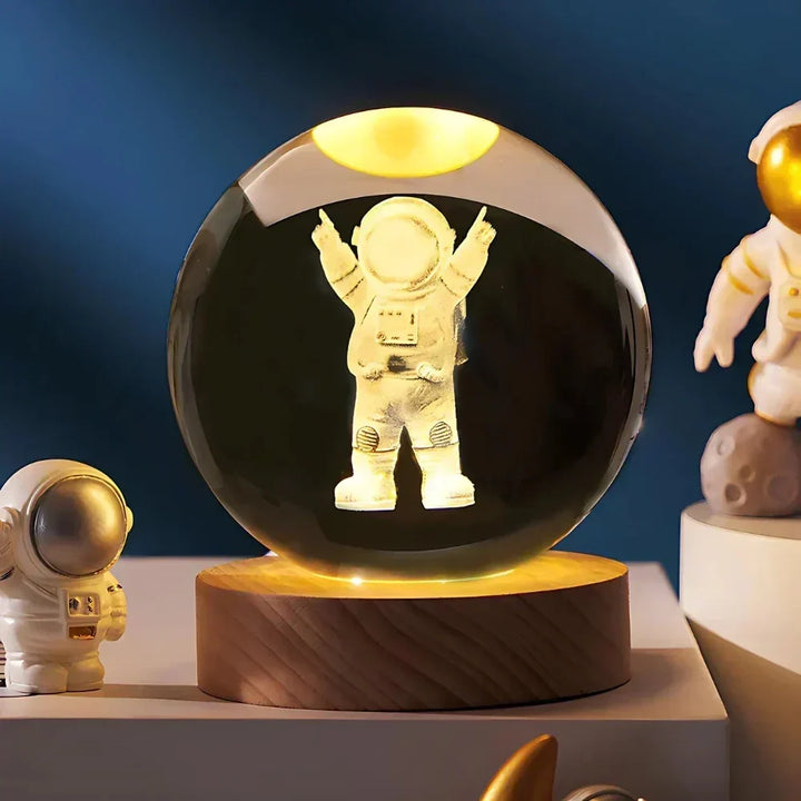 LED Nocna Lampa z Kryształową Sferą 3D