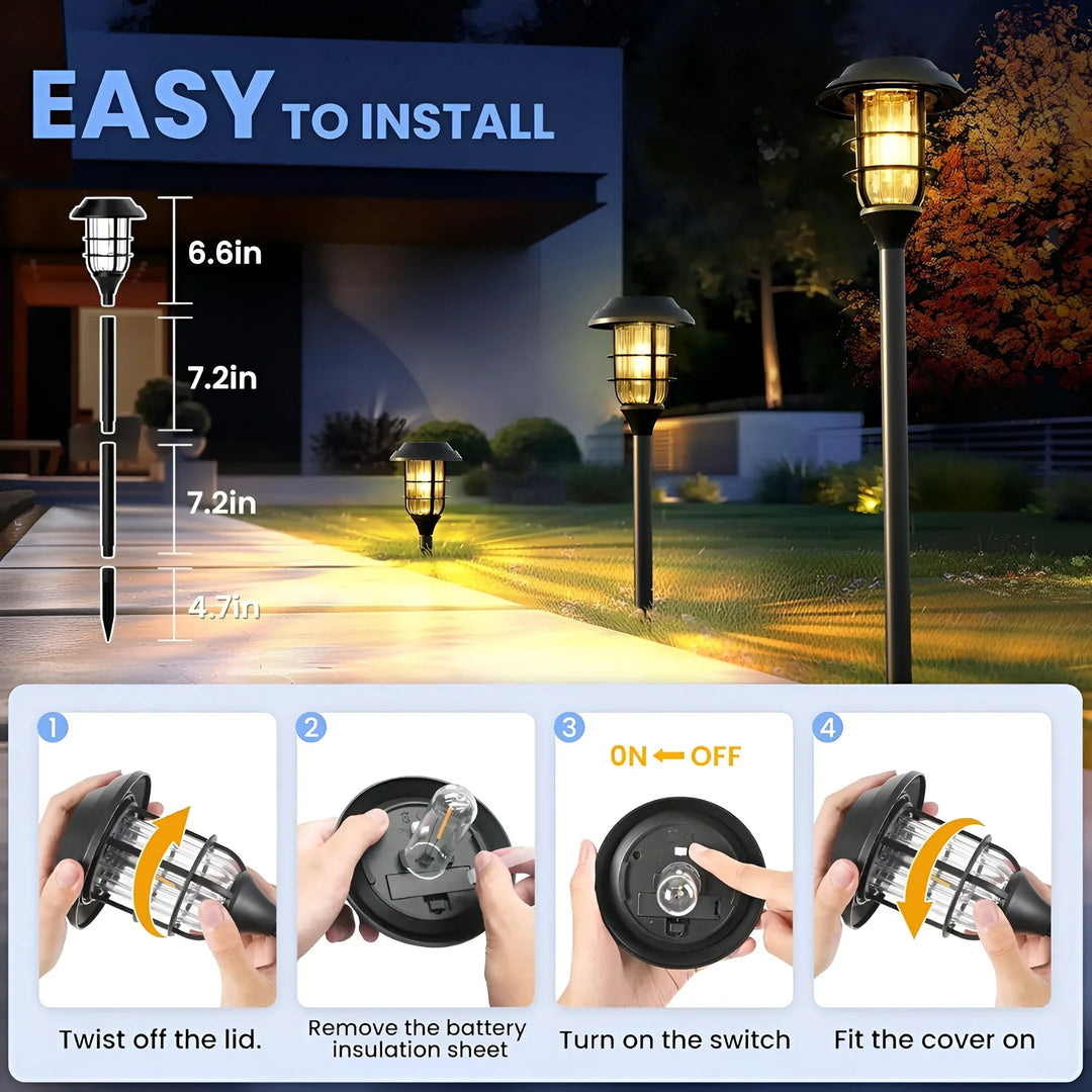 SolarGlow – Zestaw lamp ogrodowych solarnych (6 sztuk)