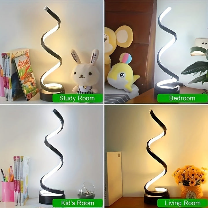 Nowoczesna Lampa Stołowa Spiralna – Kreatywna Lampa LED na Biurko z Łagodnym Ciepłym Światłem, Idealna do Sypialni, Salonu i Dekoracji Biura