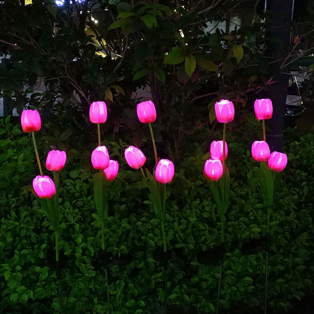 Słoneczna Lampa Tulipanowa do Ogrodu LED Lampa Kwiatowa na Ziemi
