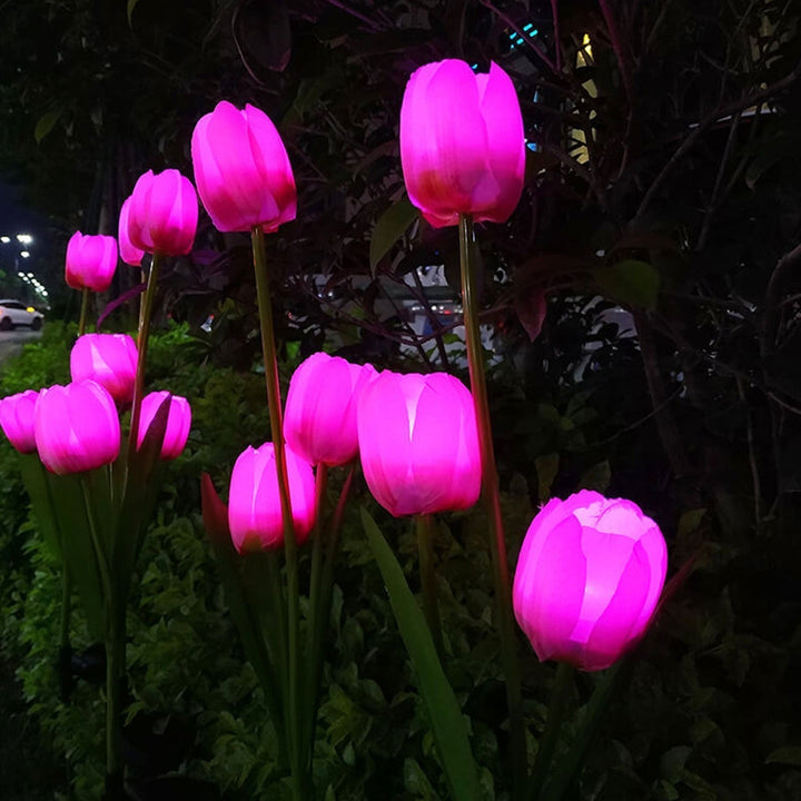 Słoneczna Lampa Tulipanowa do Ogrodu LED Lampa Kwiatowa na Ziemi
