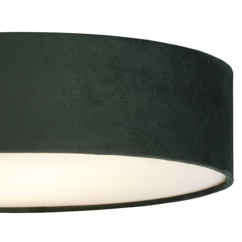 Zielony aksamit i opalowy dyfuzor vintage okrągłe światło sufitowe 38 cm