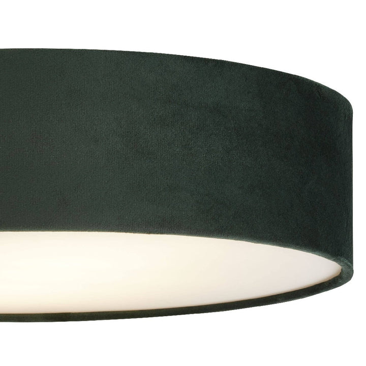 Zielony aksamit i opalowy dyfuzor vintage okrągłe światło sufitowe 38 cm