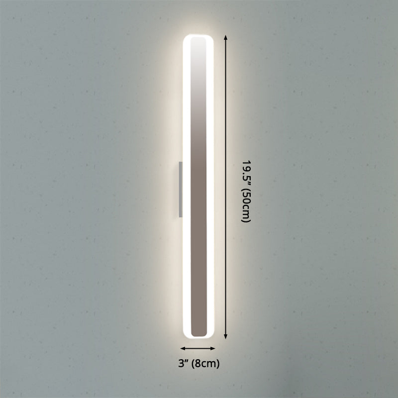Współczesna lampa toaletowa LED o szerokości 16"/20" z akrylowym kloszem, biała prostokątna lampa do lustra w ciepłym/białym świetle