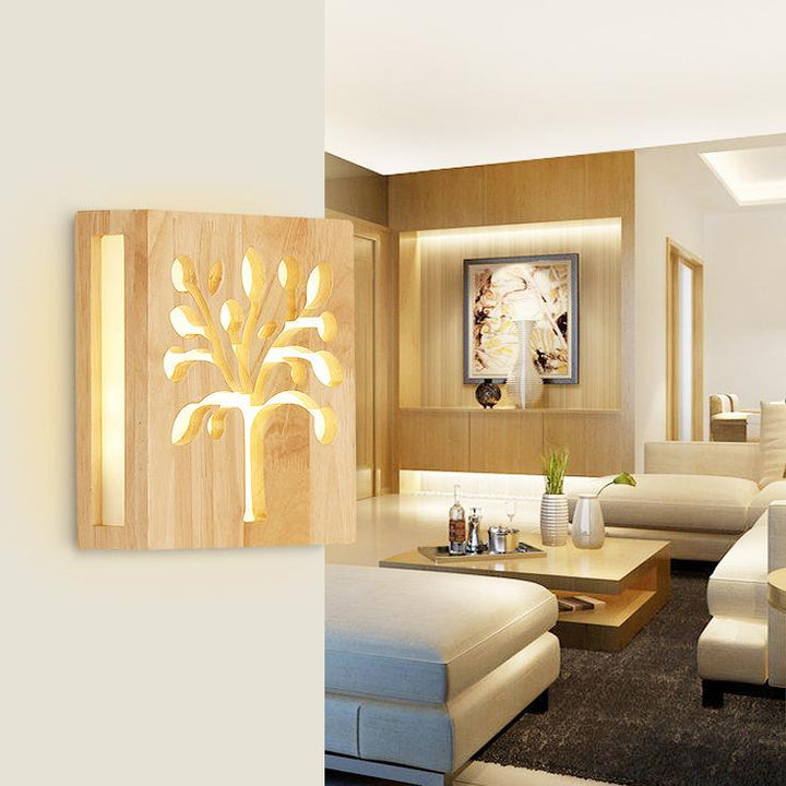 Lampa ścienna - WoodGlow - Elegancka LED - Esencja życia wewnątrz i na zewnątrz