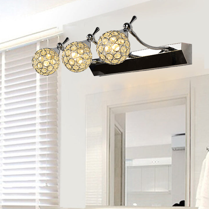 Nowoczesna Lampa Ścienna Orbit Sconces Stylowa Przezroczysta Kryształowa 3/4 Światła Czarna Powierzchnia Lusterka Kosmetycznego, Ciepłe/Białe Światło
