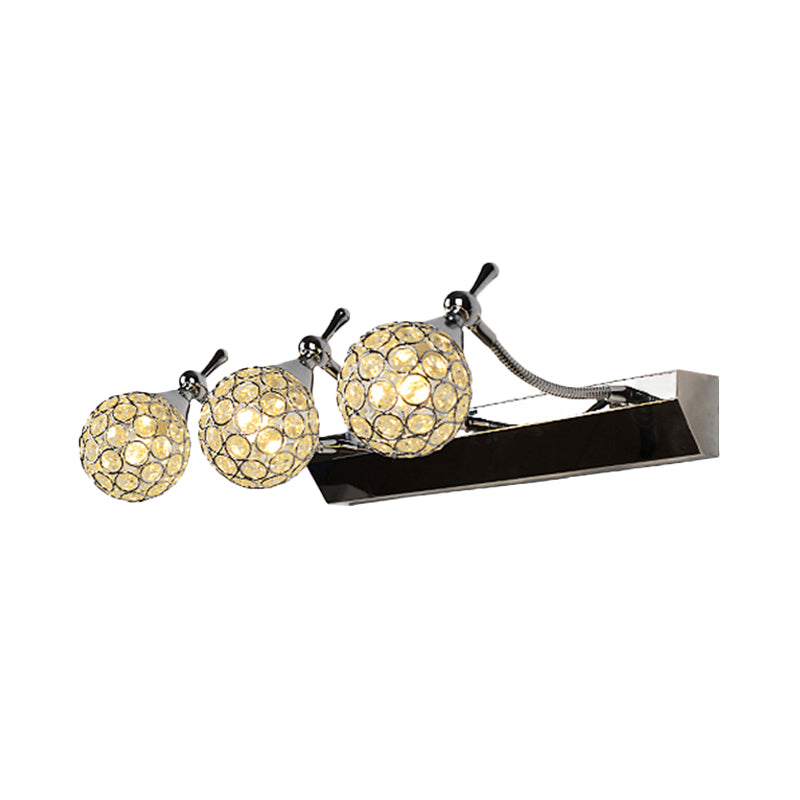 Nowoczesna Lampa Ścienna Orbit Sconces Stylowa Przezroczysta Kryształowa 3/4 Światła Czarna Powierzchnia Lusterka Kosmetycznego, Ciepłe/Białe Światło