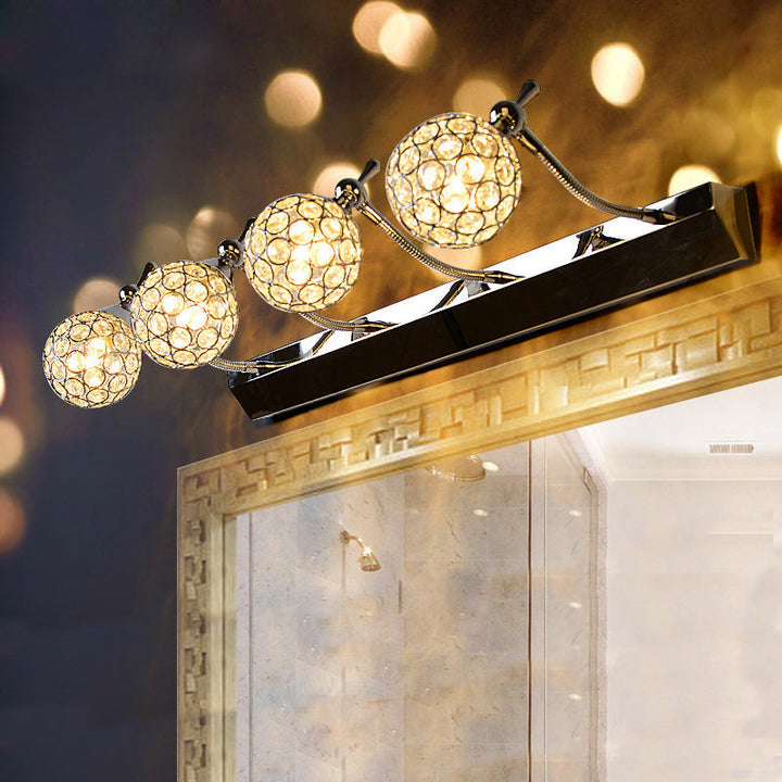 Nowoczesna Lampa Ścienna Orbit Sconces Stylowa Przezroczysta Kryształowa 3/4 Światła Czarna Powierzchnia Lusterka Kosmetycznego, Ciepłe/Białe Światło