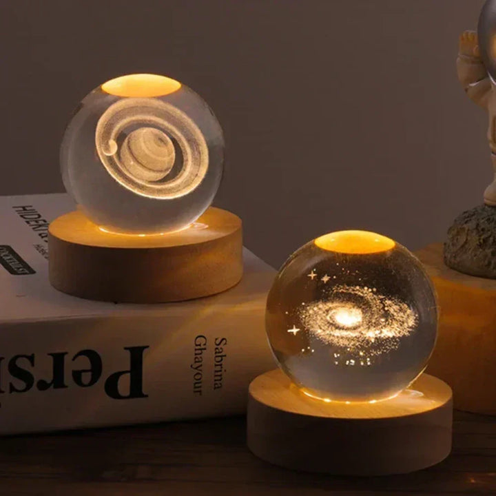 LED Nocna Lampa z Kryształową Sferą 3D