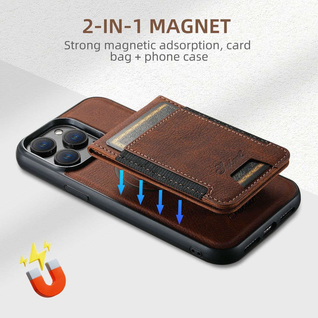 Skórzana etui na telefon z miejscem na karty i kompatybilnością MagSafe