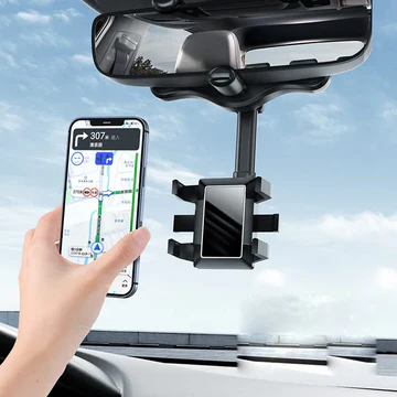 Obrotowy i Chowany Uchwyt na Telefon do Samochodu - Uchwyt na Telefon w Lusterku Wstecznym 360 Stopni