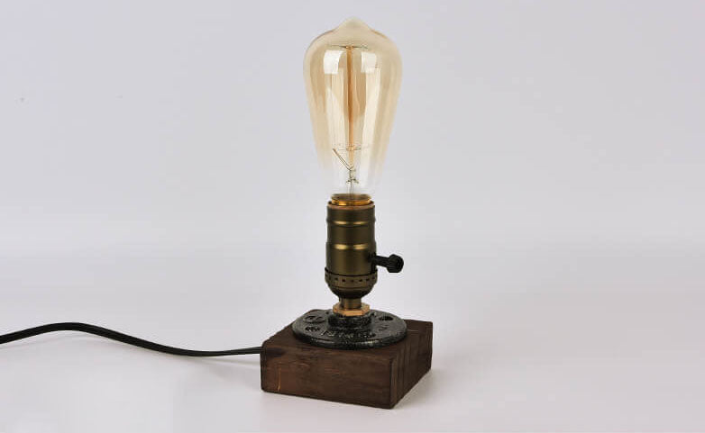 Vintage Industrial Iron Light Bulb 1-Light Table Lamp