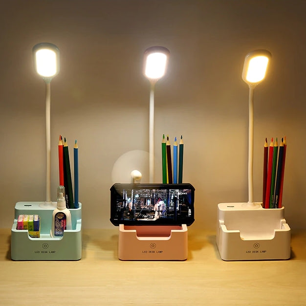 Lampa biurkowa z uchwytem na telefon