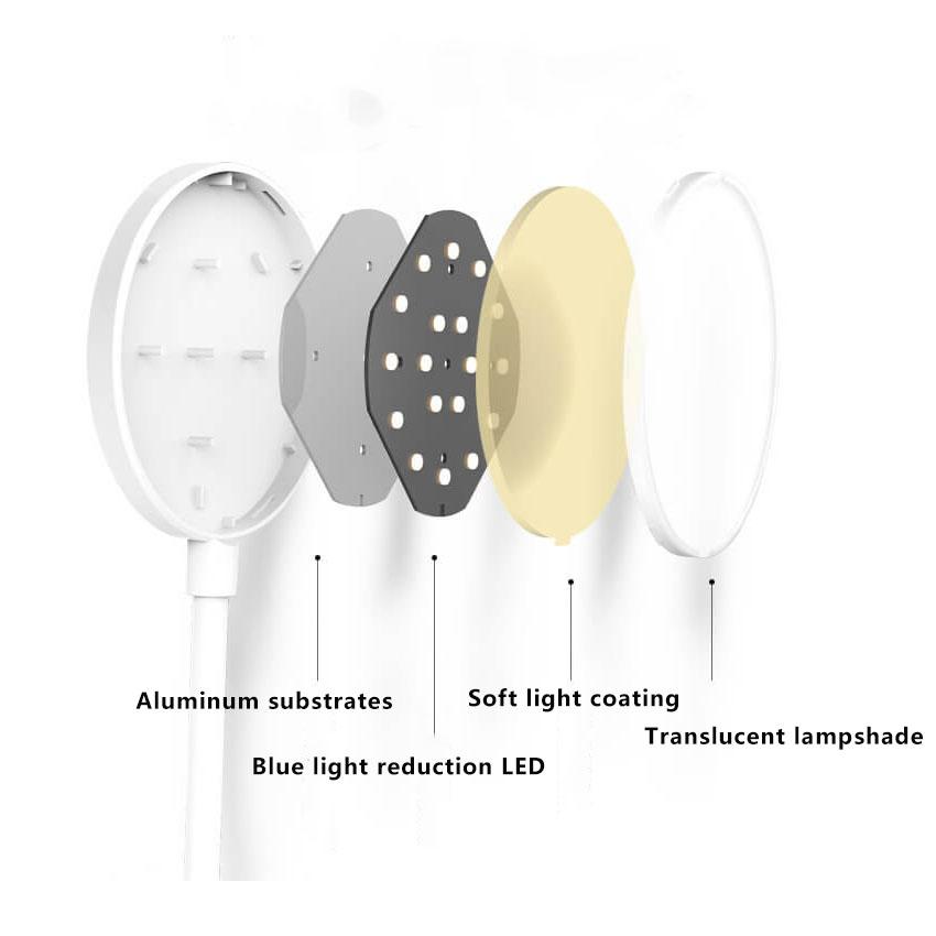 Prosta lampa biurkowa LED z klipsem, ładowana, Ochrona oczu, Nocna lampka
