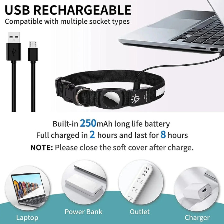 Mieniące się Obroże dla Psów – Wodoodporna Obroża LED z Ładowaniem USB, Podświetlane Obroże dla Psów dla Bezpieczeństwa Nocą, Wszystkie Rozmiary