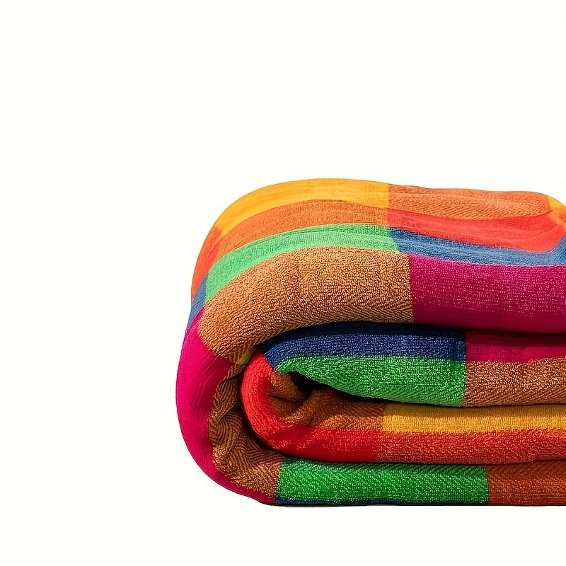 Koc z polaru koralowego – Odwracalny gruby koc Sherpa z kolorowym wzorem w kratkę