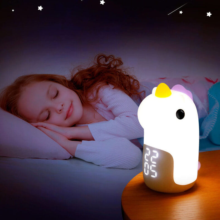 Unilora DreamLight Zegar Budzik | Design jednorożca | Timer i LED Nocna Lampa | Dekoracja do Pokoju Dziecięcego