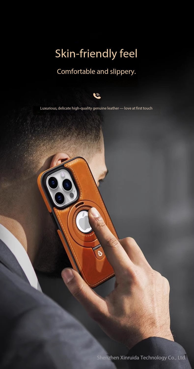 Etui na telefon z magnetycznym uchwytem do iPhone 17 Pro Max, skórzane etui biznesowe wysokiej jakości