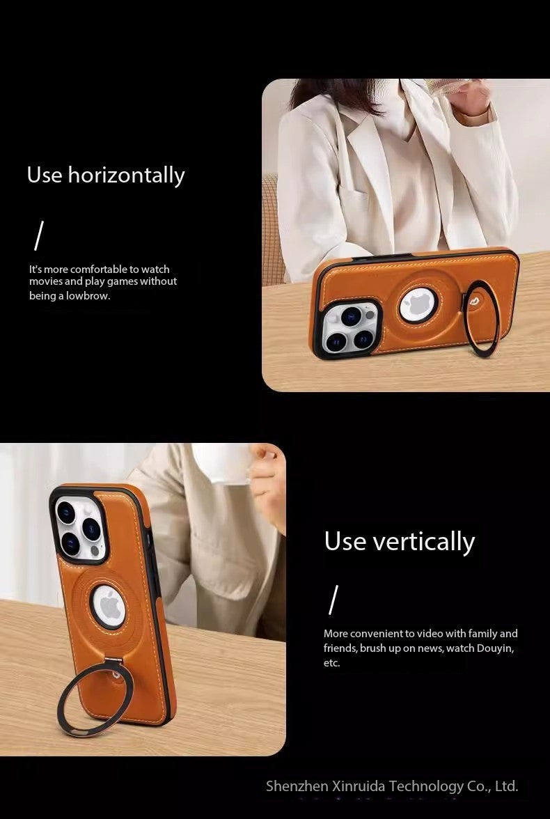 Etui na telefon z magnetycznym uchwytem do iPhone 17 Pro Max, skórzane etui biznesowe wysokiej jakości
