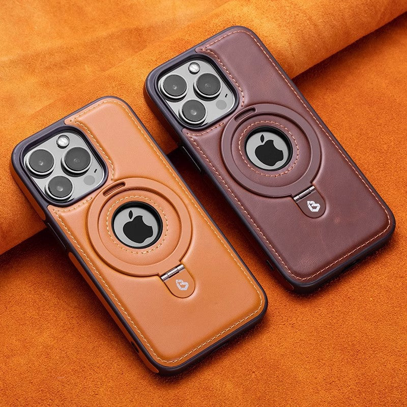 Etui na telefon z magnetycznym uchwytem do iPhone 17 Pro Max, skórzane etui biznesowe wysokiej jakości