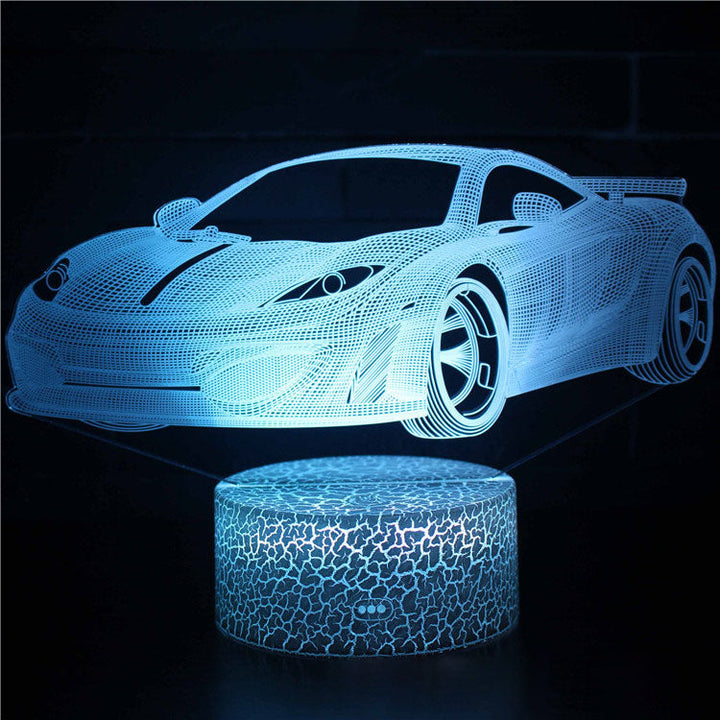 Lampa nocna LED 3D z serii samochodów sportowych, iluzja światła stereo, lampa nocna USB na stolik nocny, lampa modelująca z funkcją przyciemniania