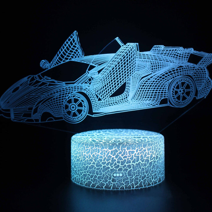 Lampa nocna LED 3D z serii samochodów sportowych, iluzja światła stereo, lampa nocna USB na stolik nocny, lampa modelująca z funkcją przyciemniania