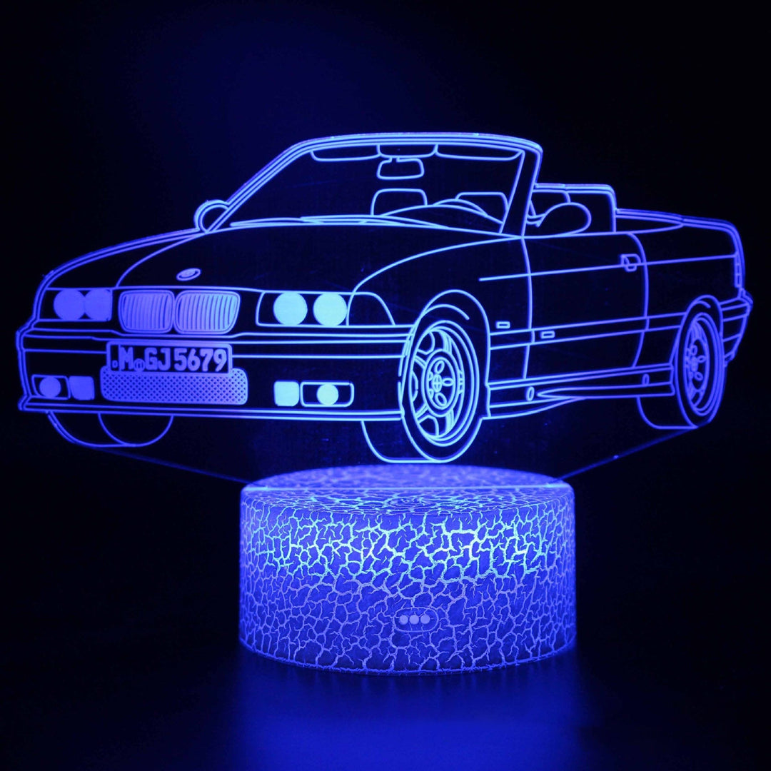 Lampa nocna LED 3D z serii samochodów sportowych, iluzja światła stereo, lampa nocna USB na stolik nocny, lampa modelująca z funkcją przyciemniania