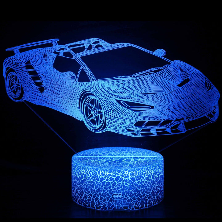 Lampa nocna LED 3D z serii samochodów sportowych, iluzja światła stereo, lampa nocna USB na stolik nocny, lampa modelująca z funkcją przyciemniania