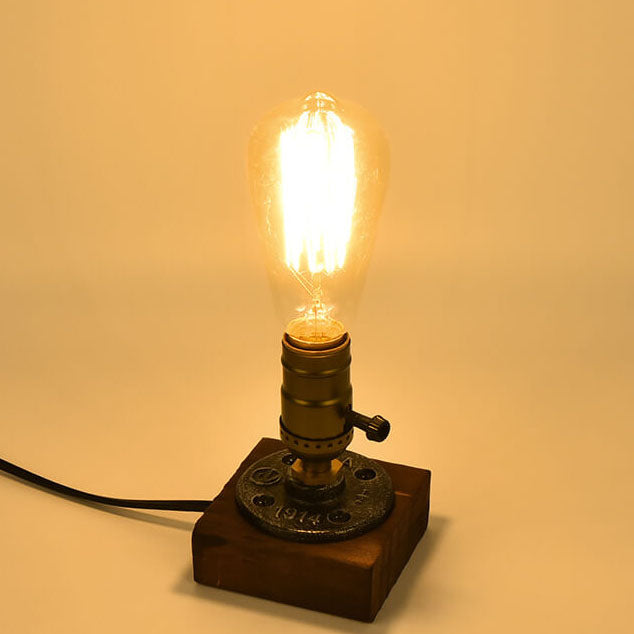 Vintage Industrial Iron Light Bulb 1-Light Table Lamp